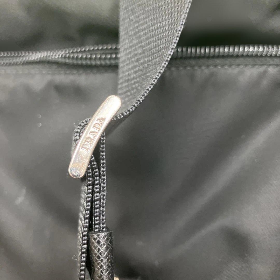 美品‼️【プラダ】ショルダーバッグ　テスートナイロン　レザー　裏地総柄　三角ロゴ
