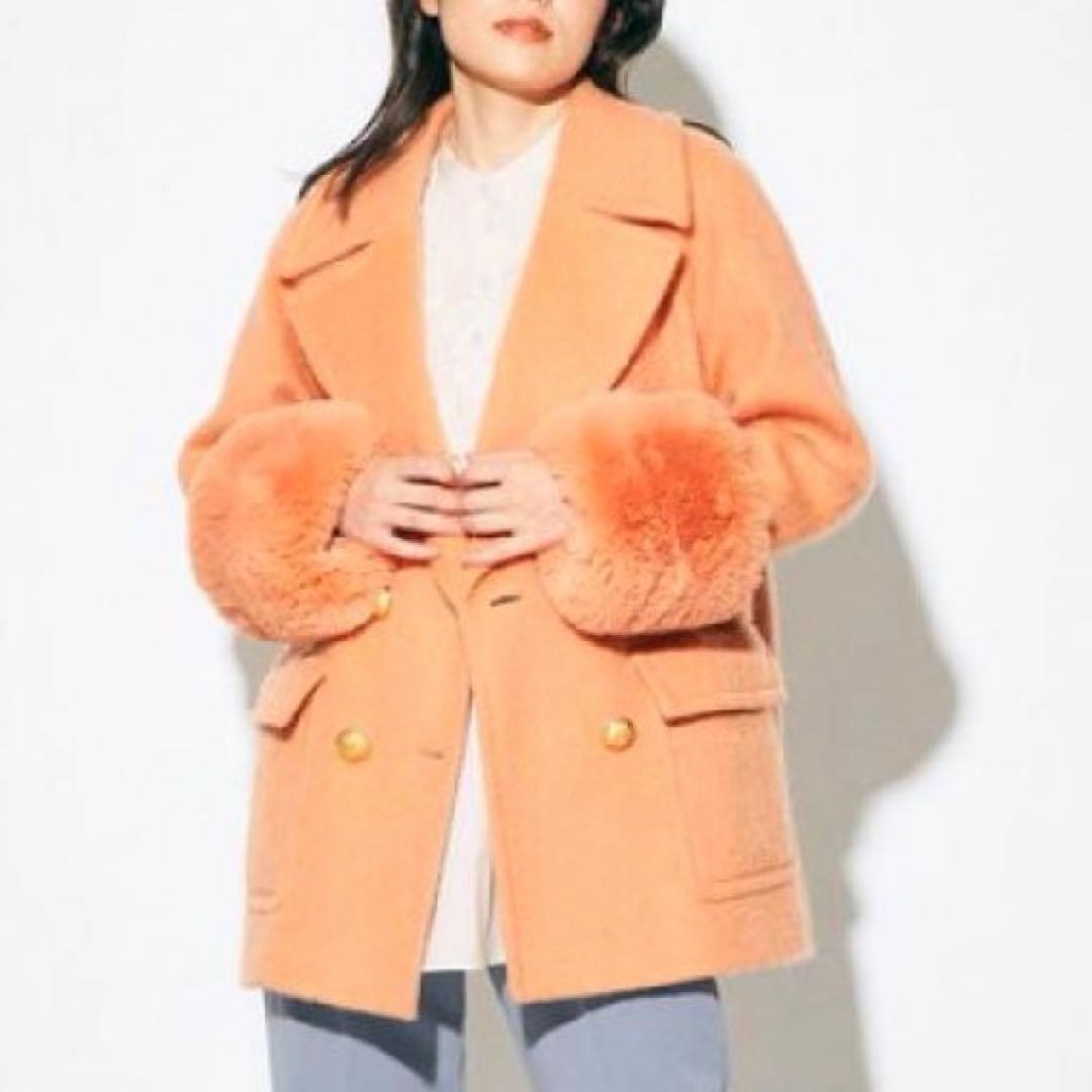 【美品】Diagram シャギーピーコート オレンジ 36