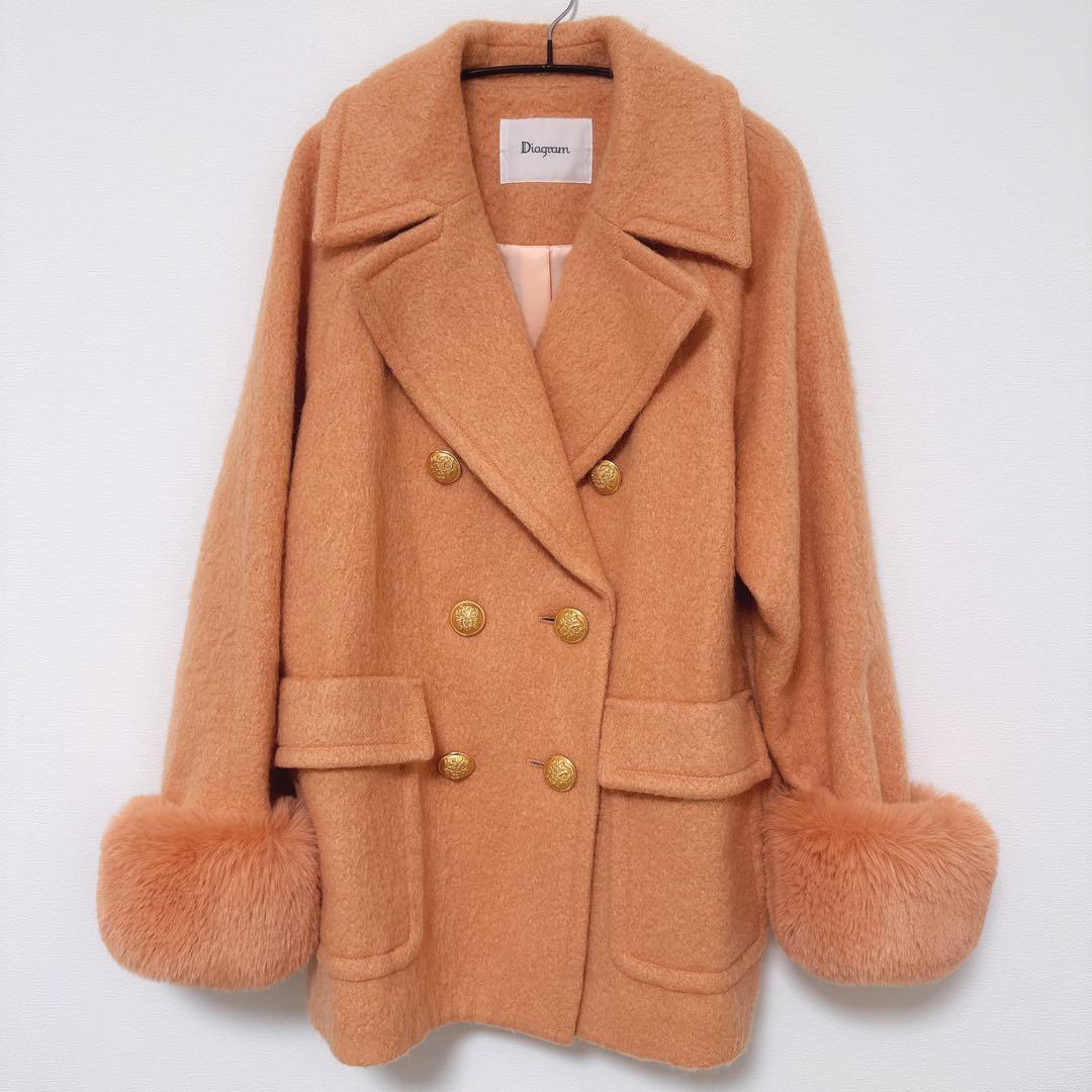 【美品】Diagram シャギーピーコート オレンジ 36
