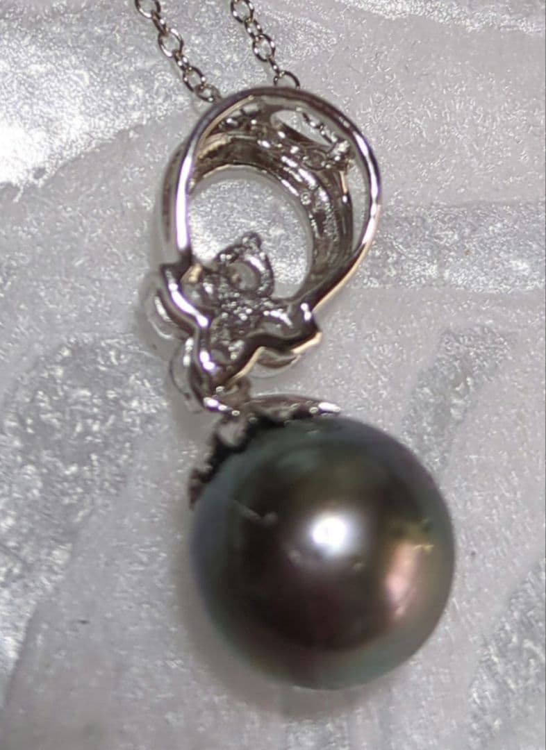 kako　高級 タヒチ黒蝶真珠 ネックレス 絶品テリホースシューデザイン