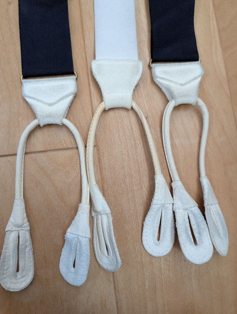  Thurston サスペンダー 4本セット／ボタン留め用 革エンド