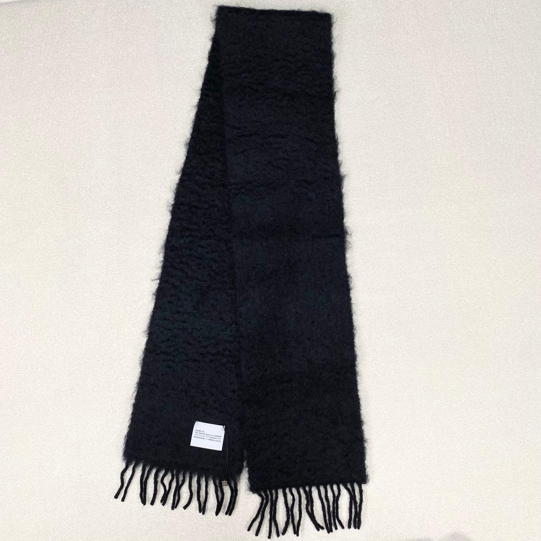 ほぼ未使用✨ LOEWE マフラー モヘア アナグラム フリンジ ブラック