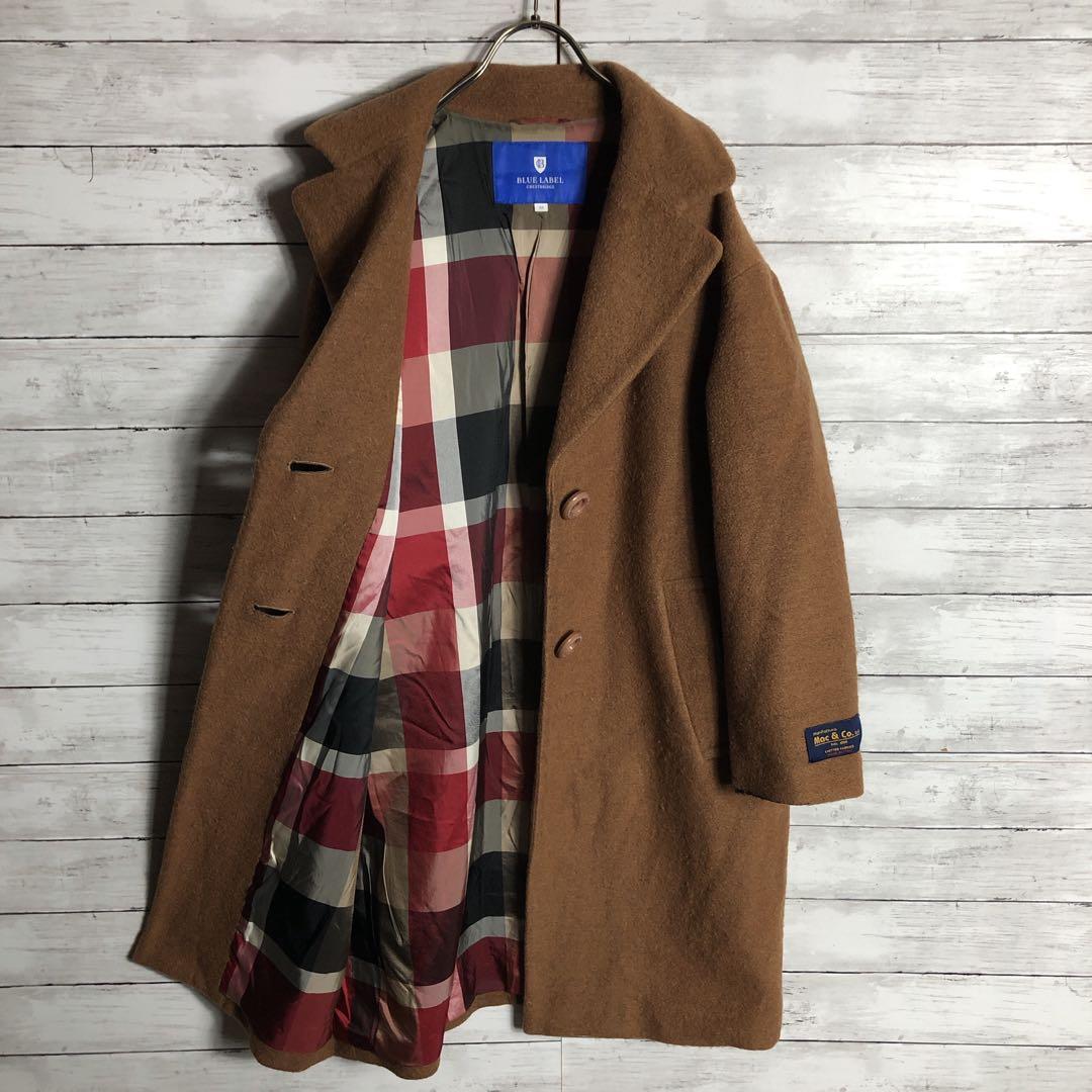 【美品】ブルーレーベルクレストブリッジ 女優襟チェスター ロングコート ウール