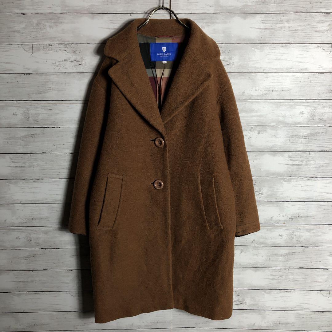 【美品】ブルーレーベルクレストブリッジ 女優襟チェスター ロングコート ウール