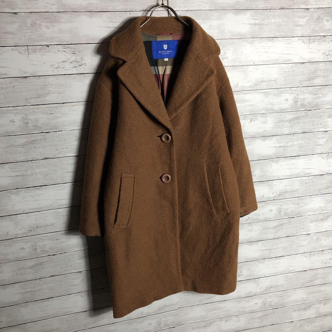 【美品】ブルーレーベルクレストブリッジ 女優襟チェスター ロングコート ウール