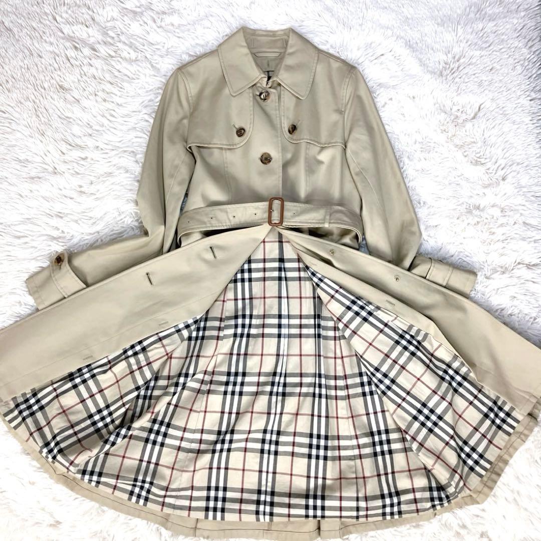 ✨極美品 バーバリー トレンチコート ノバチェック ハニーベージュ ベルト付きL