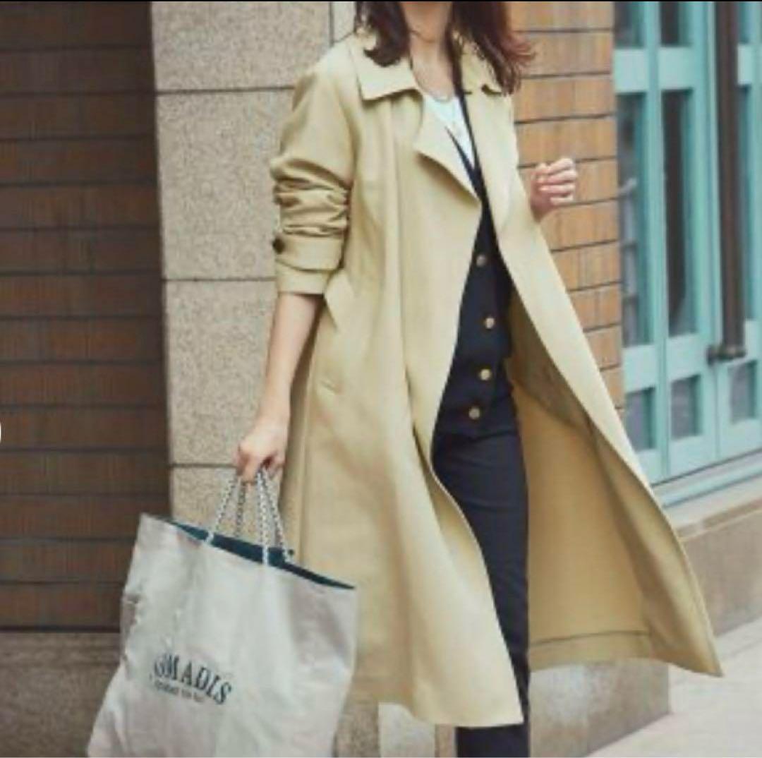 23区　23SS ライトトレンチコート　ロング丈　ボタンレス　ベルト付き　38