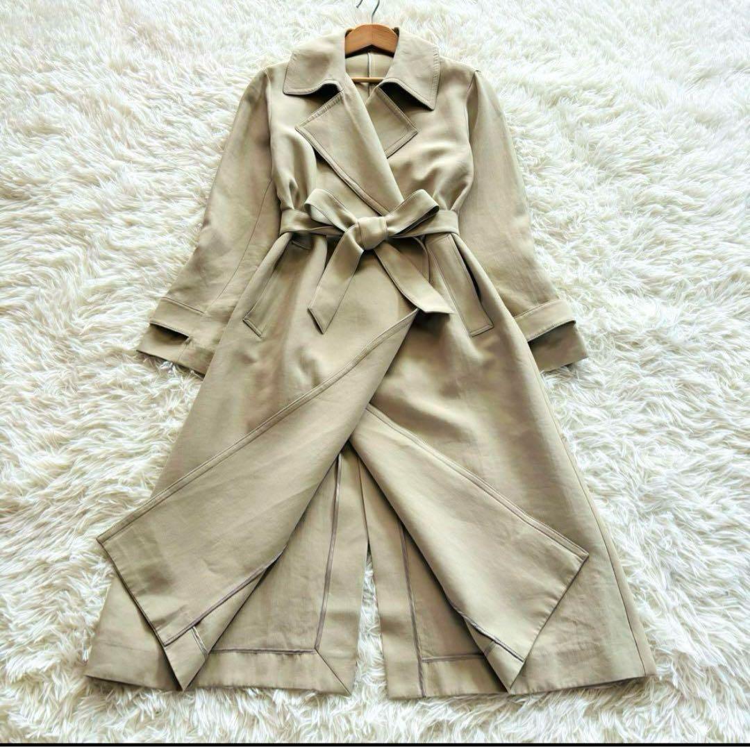 23区　23SS ライトトレンチコート　ロング丈　ボタンレス　ベルト付き　38