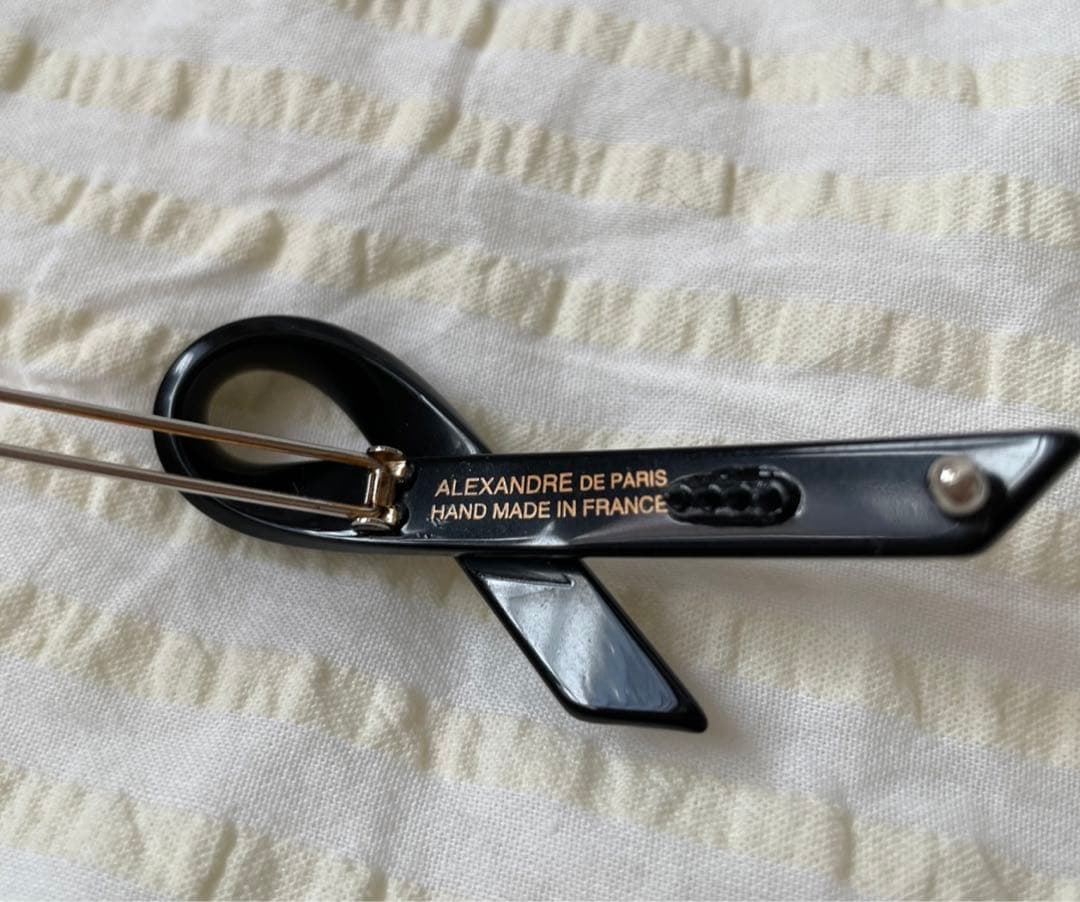 【アレクサンドルドゥパリ】パール/　リボン/ボールピン黒