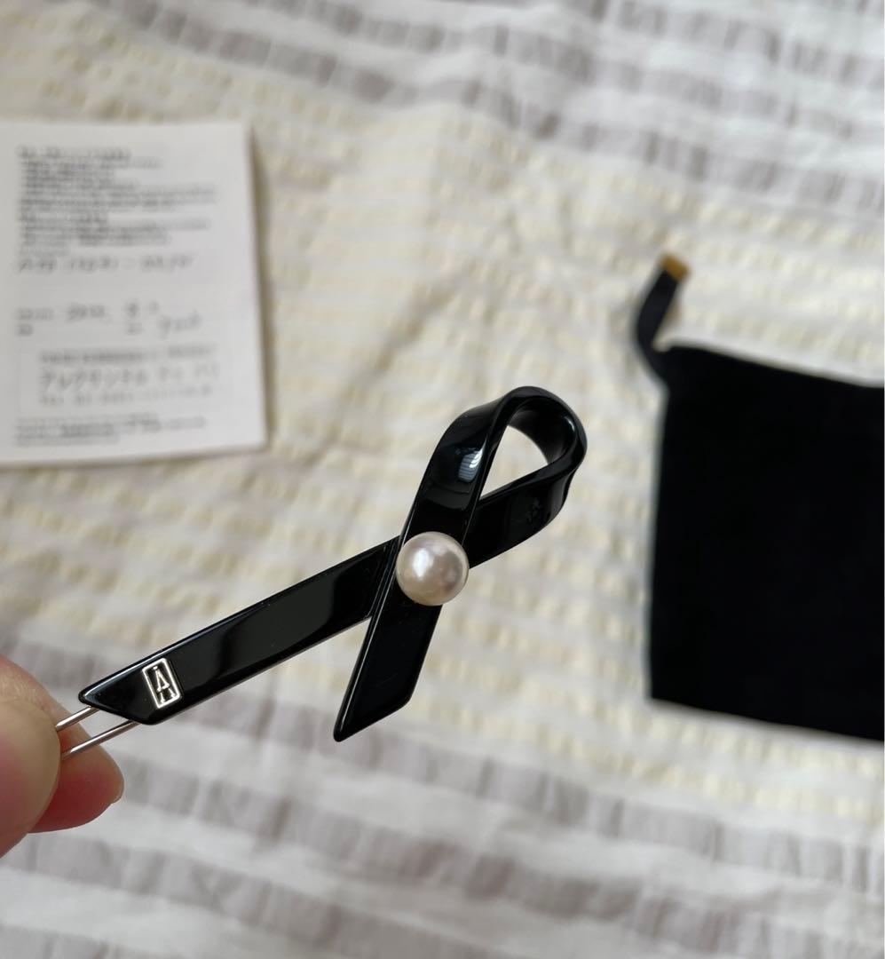 【アレクサンドルドゥパリ】パール/　リボン/ボールピン黒