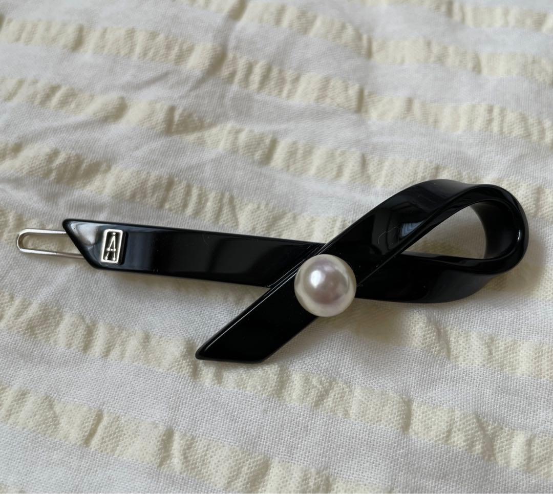 【アレクサンドルドゥパリ】パール/　リボン/ボールピン黒
