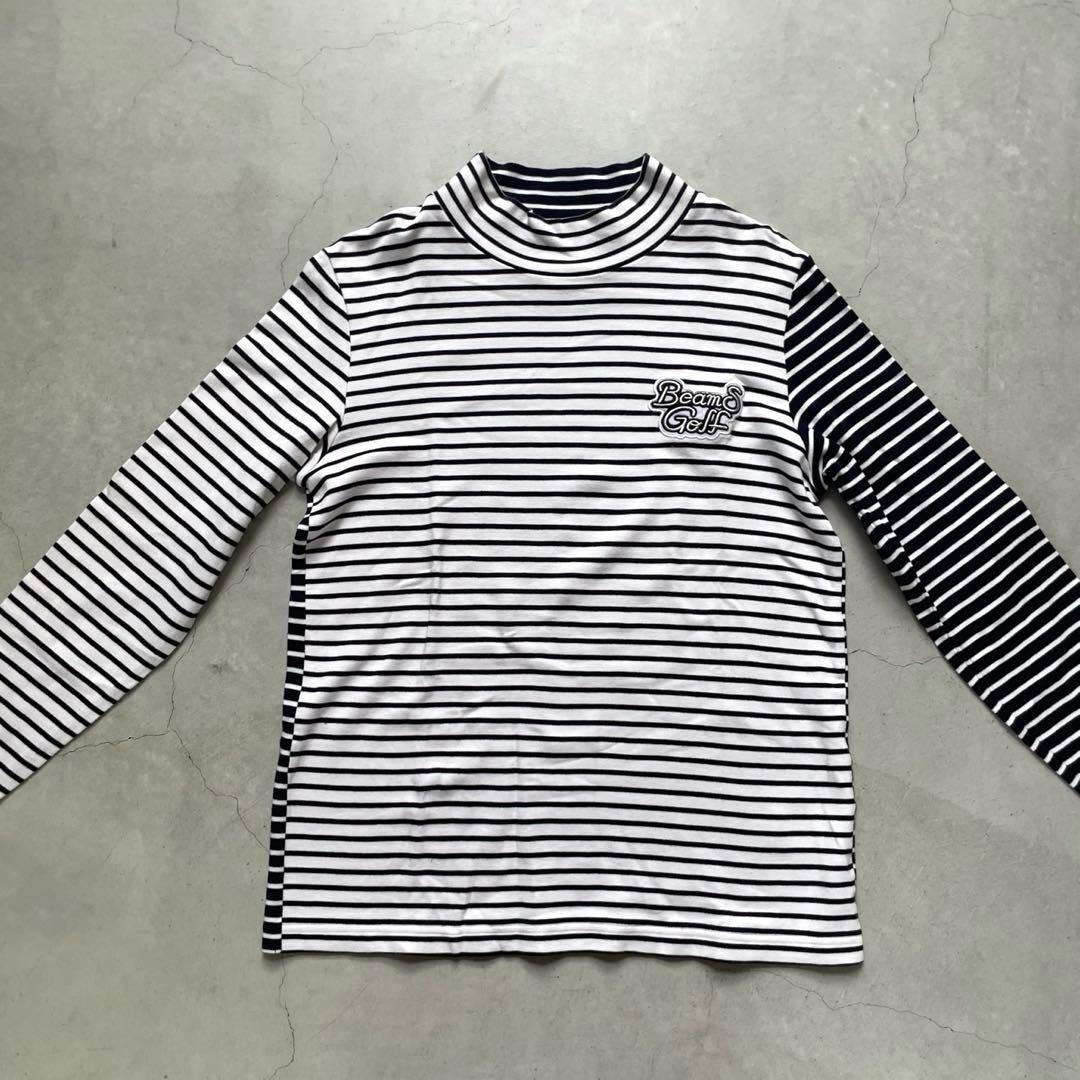 BEAMS GOLF ビームスゴルフ ハイネック 長袖Tシャツ ボーダー柄 M