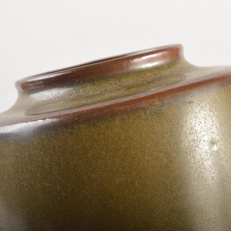 薩摩焼　苗代川焼　荒木幹二郎造　苗代川そば釉　茶入　仕覆付　共箱　V　6603