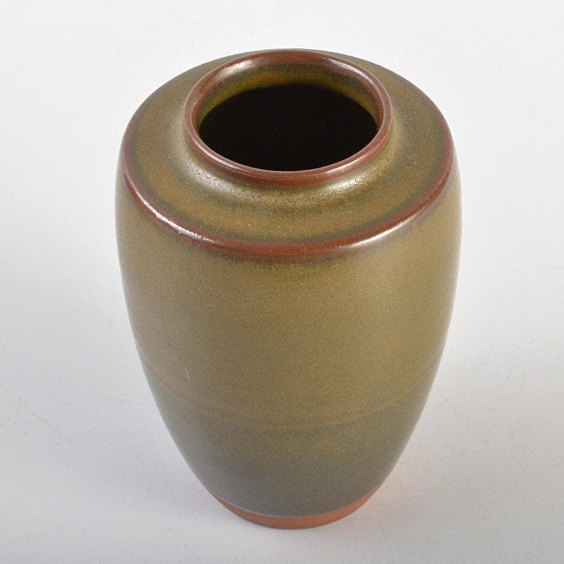 薩摩焼　苗代川焼　荒木幹二郎造　苗代川そば釉　茶入　仕覆付　共箱　V　6603