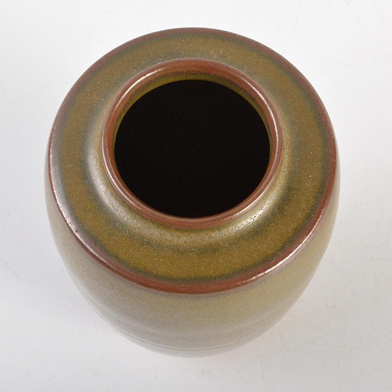 薩摩焼　苗代川焼　荒木幹二郎造　苗代川そば釉　茶入　仕覆付　共箱　V　6603