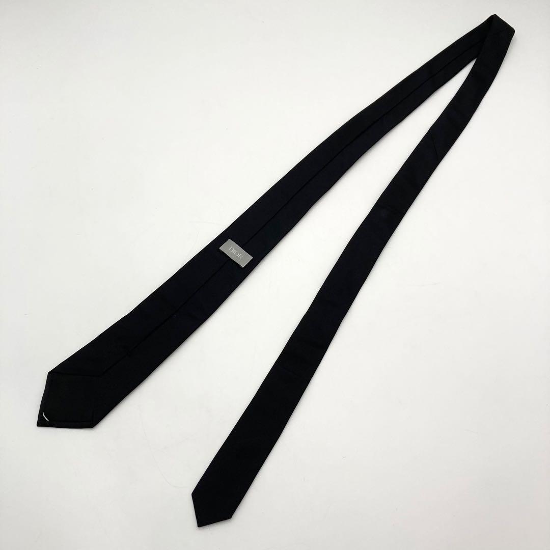 kartellk✨ DIOR ネクタイ 黒 シルク ロゴ刺繍 ワンポイント
