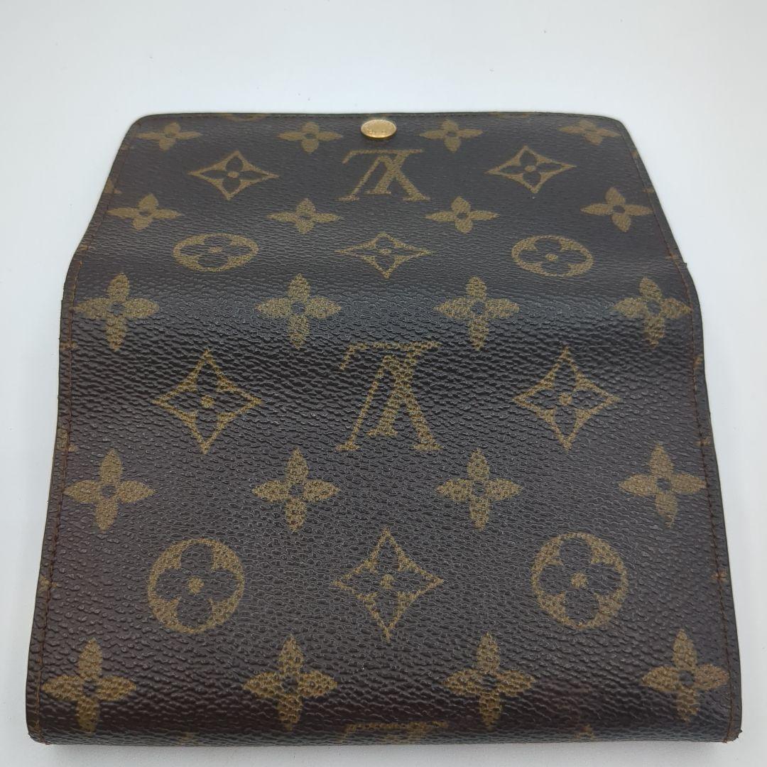 ルイヴィトン 二つ折り財布 トレゾール ブラウン モノグラム 外見美品