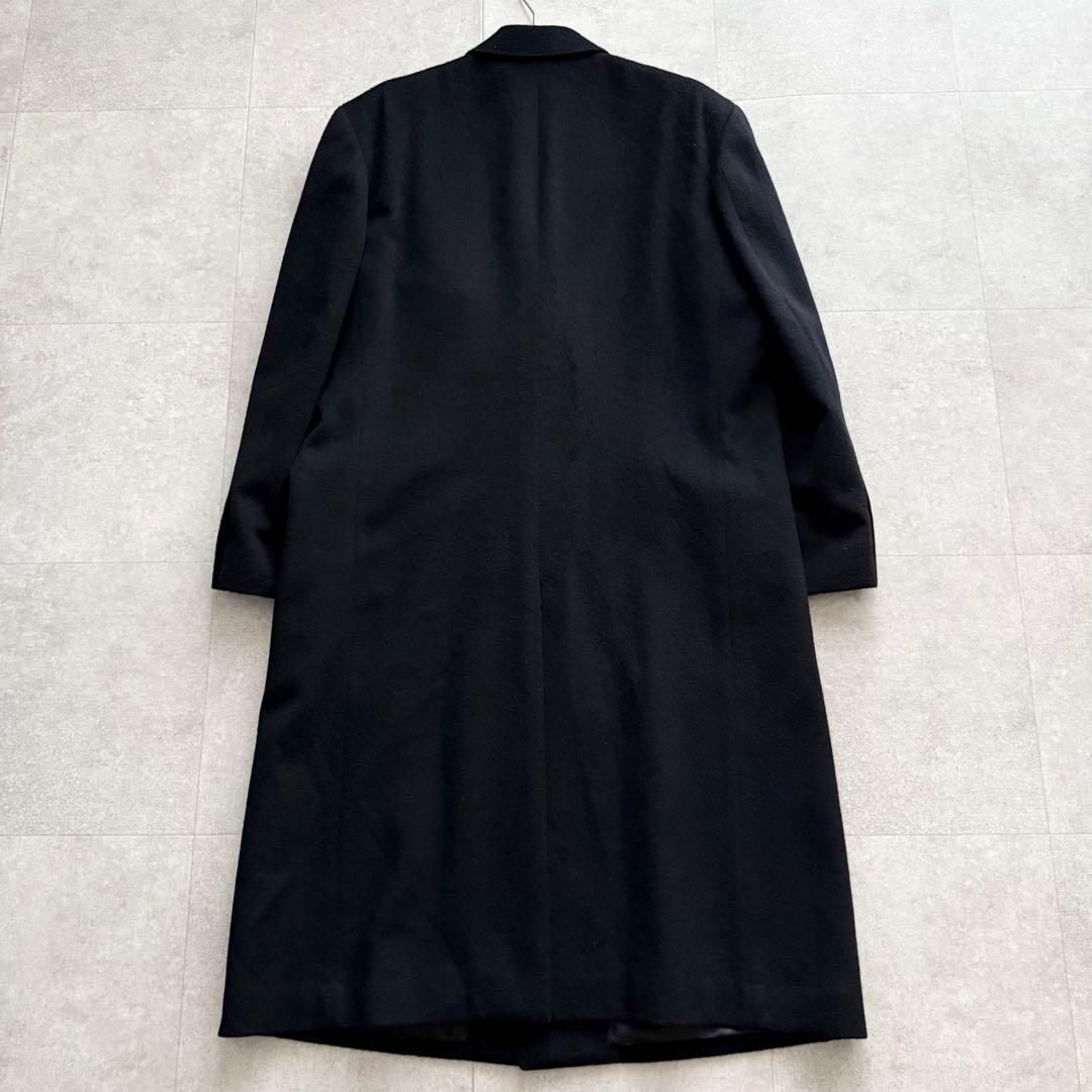 クリスチャンディオール　チェスターコート　ロング　黒　L　ラムウール