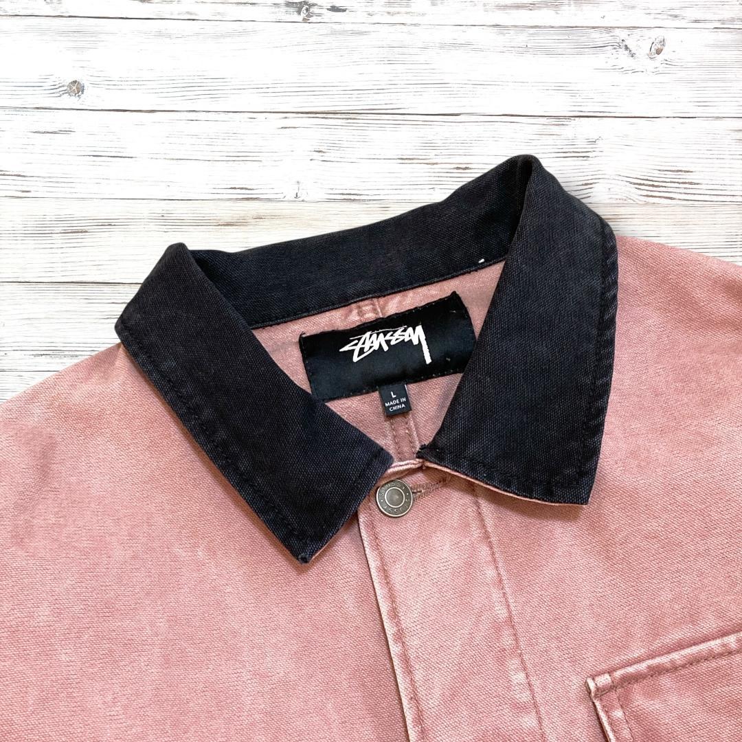 ステューシー STUSSY ジャケット 刺繍ロゴ ピンク L 1842
