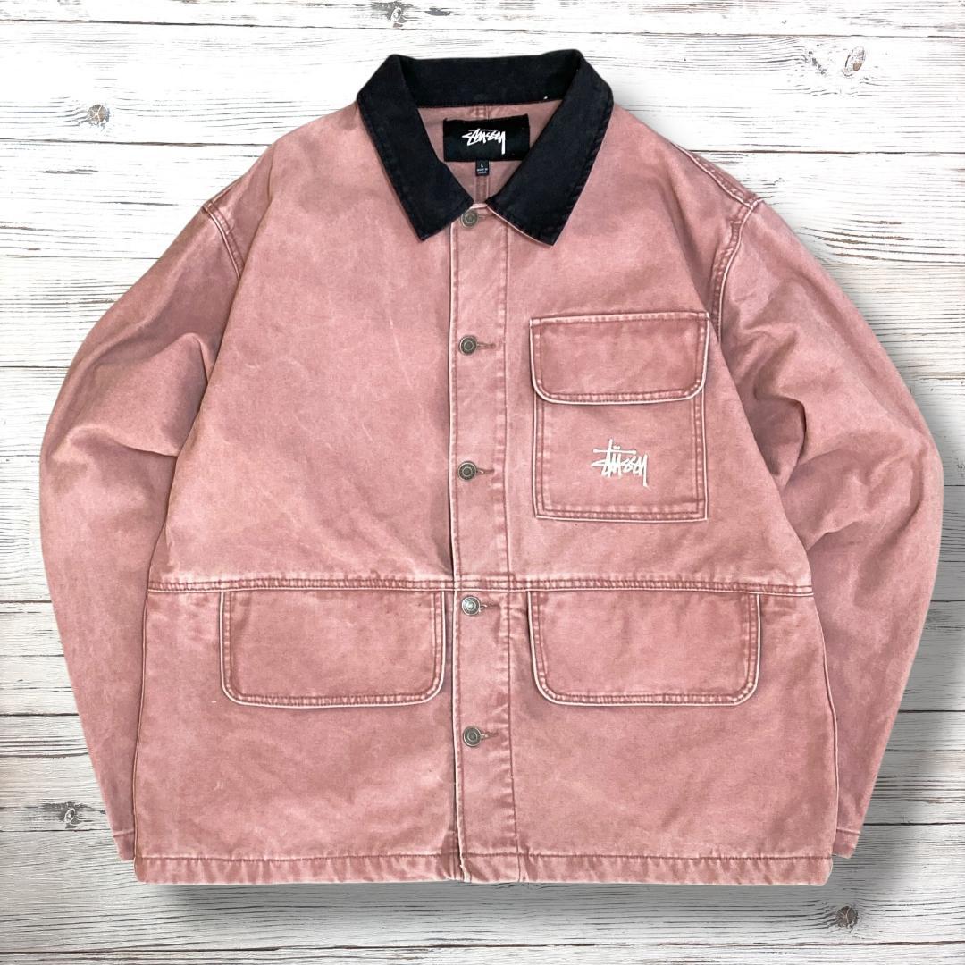 ステューシー STUSSY ジャケット 刺繍ロゴ ピンク L 1842