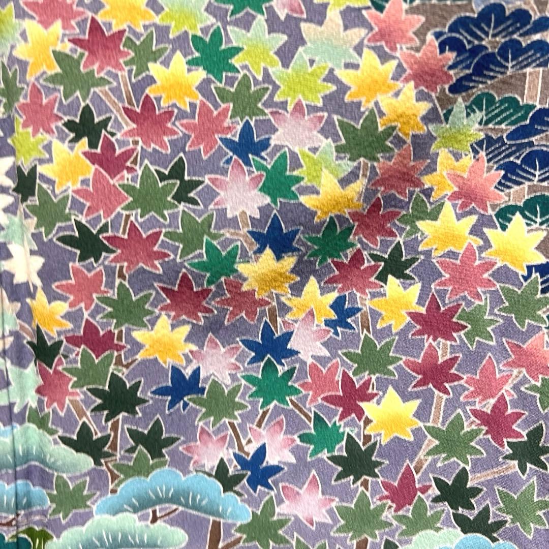 村松竜介　色留袖　友禅　風景　鶴　梅　松　楓　霞　家屋　着物　012a d