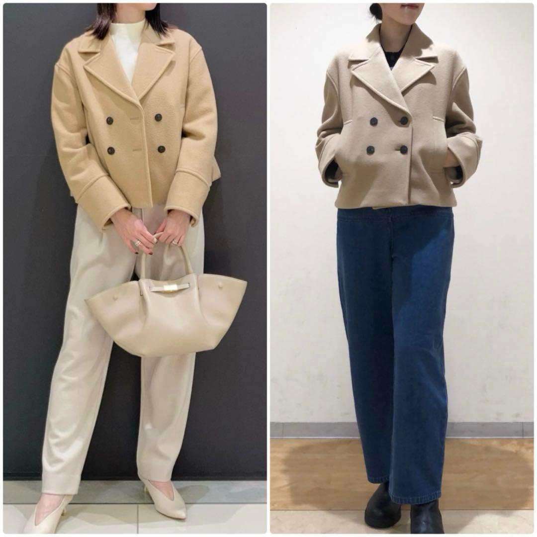 theory luxe 24AW 異素材切り替え　カシミヤ混ショートダウンコート