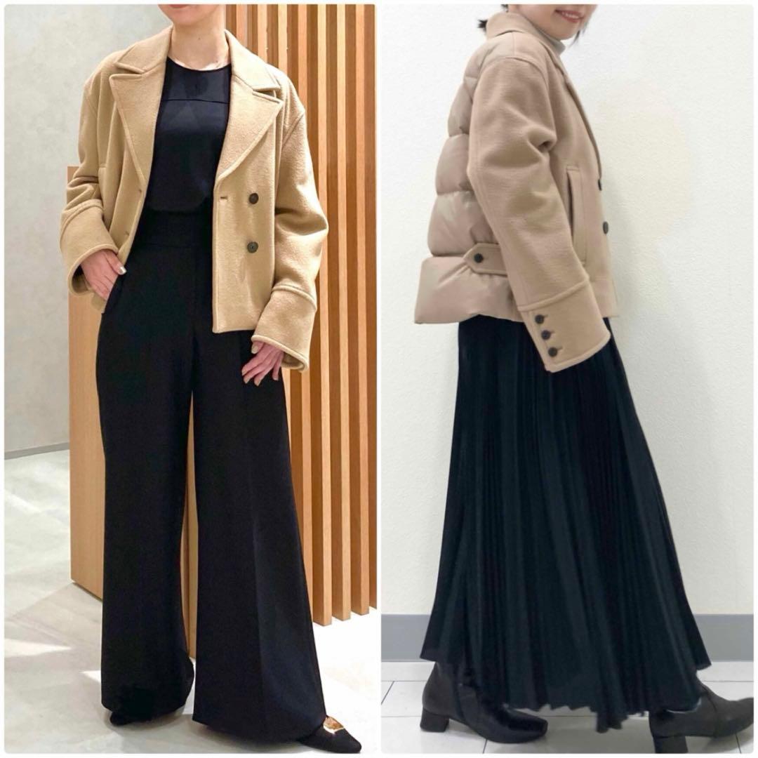 theory luxe 24AW 異素材切り替え　カシミヤ混ショートダウンコート