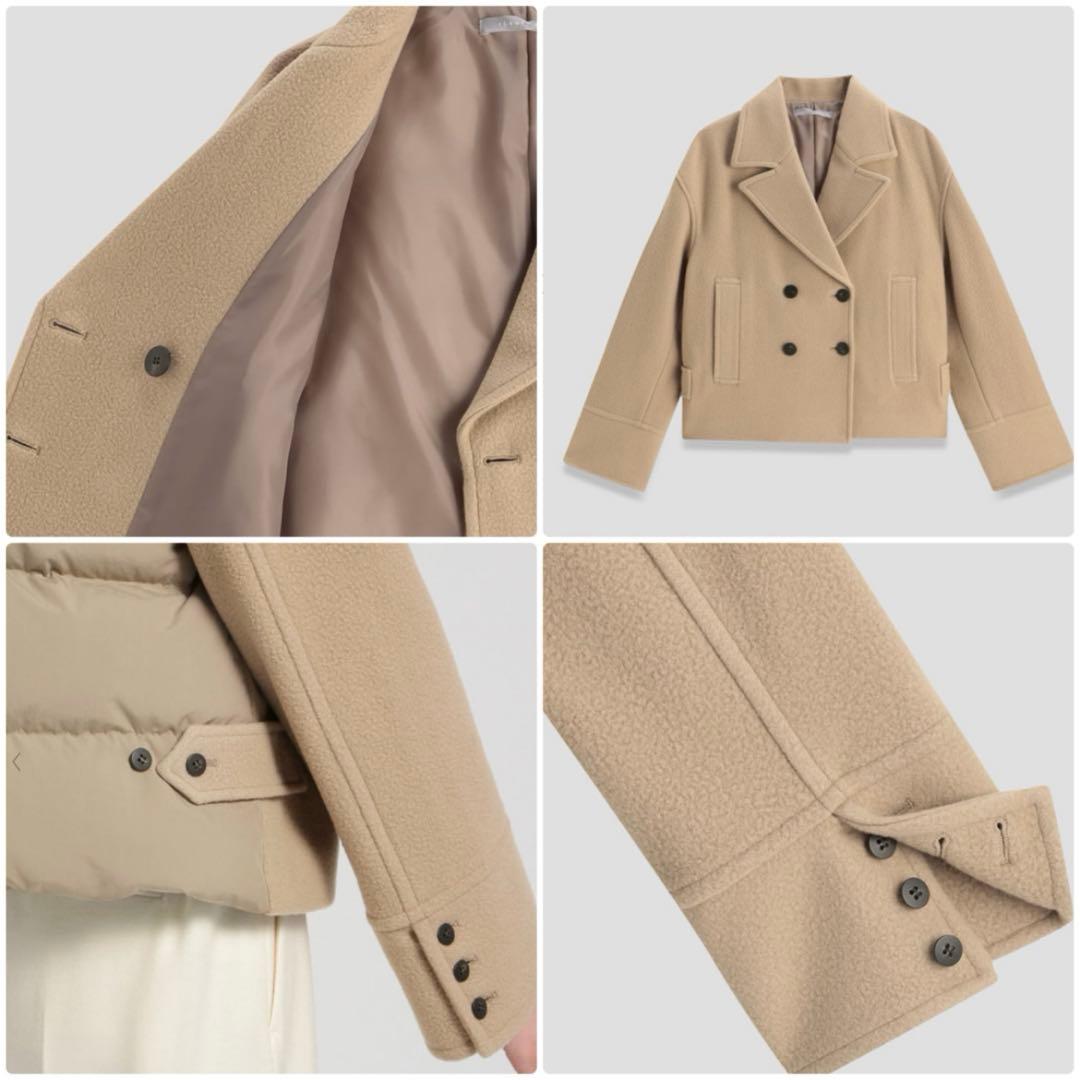 theory luxe 24AW 異素材切り替え　カシミヤ混ショートダウンコート