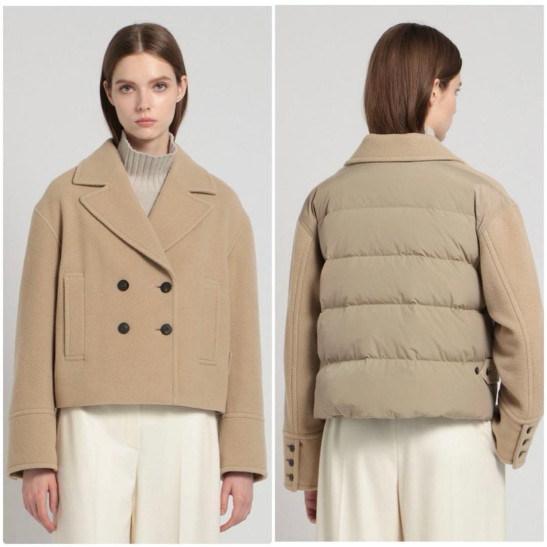 theory luxe 24AW 異素材切り替え　カシミヤ混ショートダウンコート