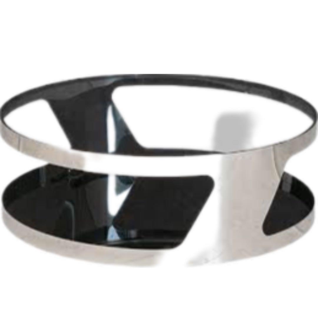 ステンレス　ガラステーブル 円形 幅90cm