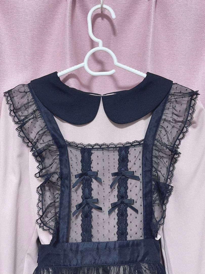 【最終値下げ】pium チュールエプロン付き丸襟ワンピース