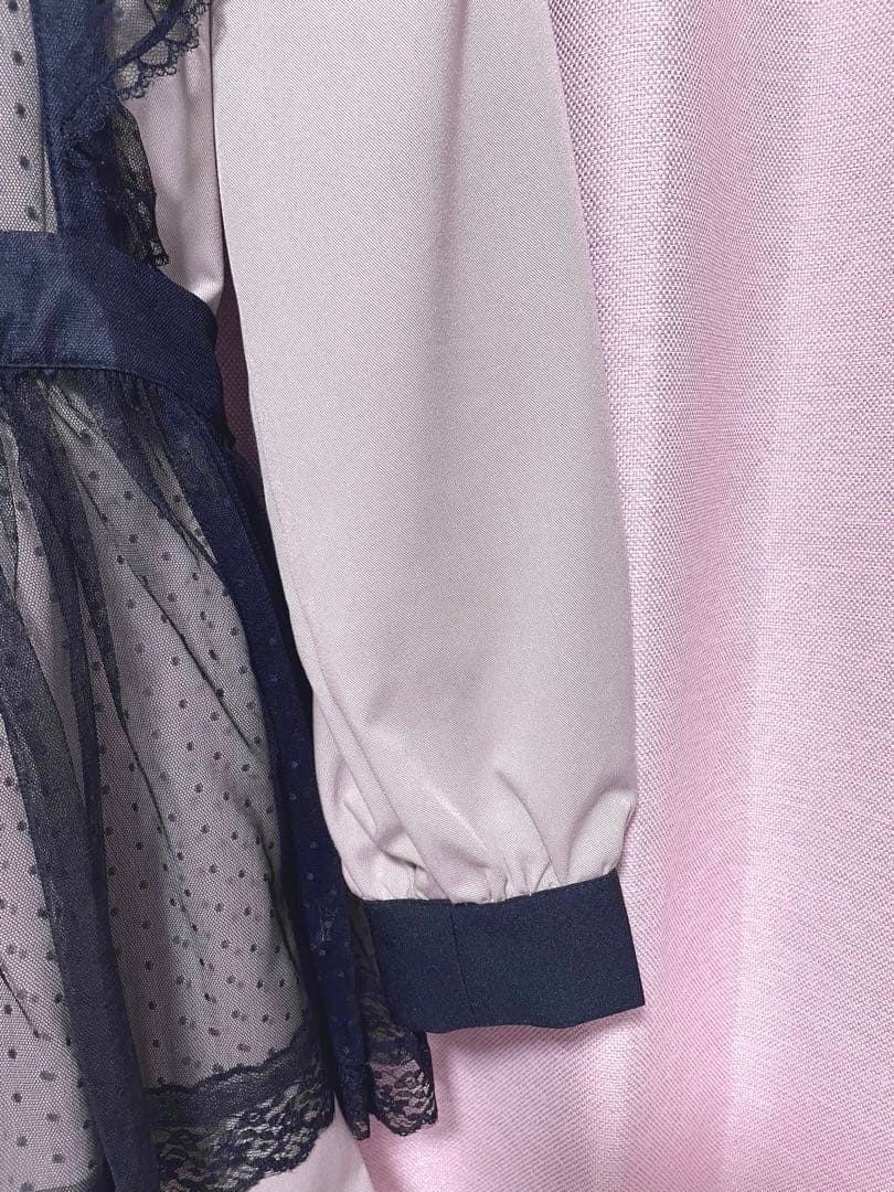 【最終値下げ】pium チュールエプロン付き丸襟ワンピース