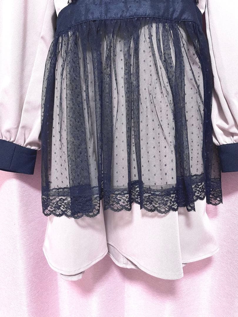 【最終値下げ】pium チュールエプロン付き丸襟ワンピース