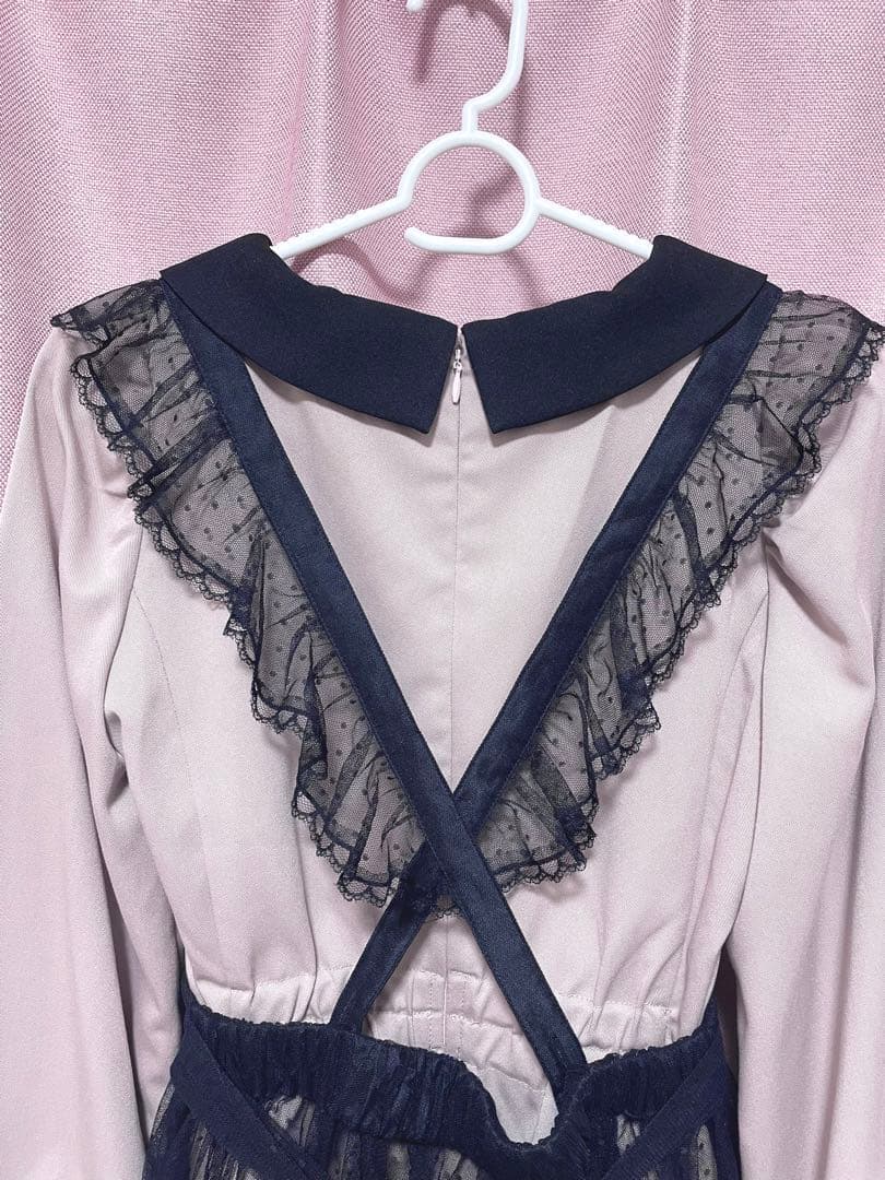 【最終値下げ】pium チュールエプロン付き丸襟ワンピース