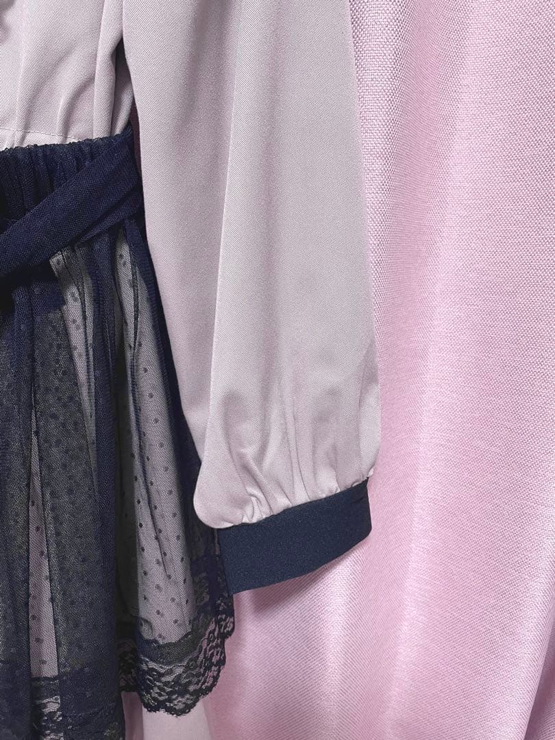 【最終値下げ】pium チュールエプロン付き丸襟ワンピース