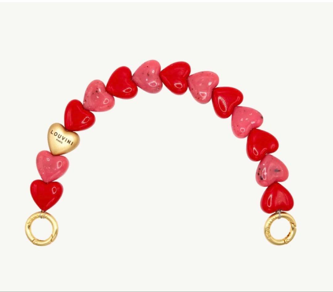 【LOUVINI】 ハンドストラップPETIT CUORE　PINK-RED