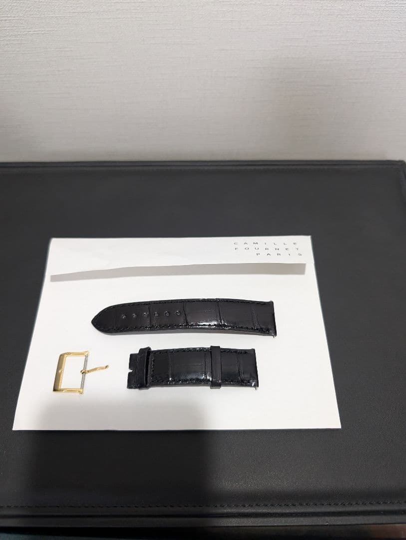 カミーユフォルネ 腕時計用 革ベルト アリゲーター ブラック20/18