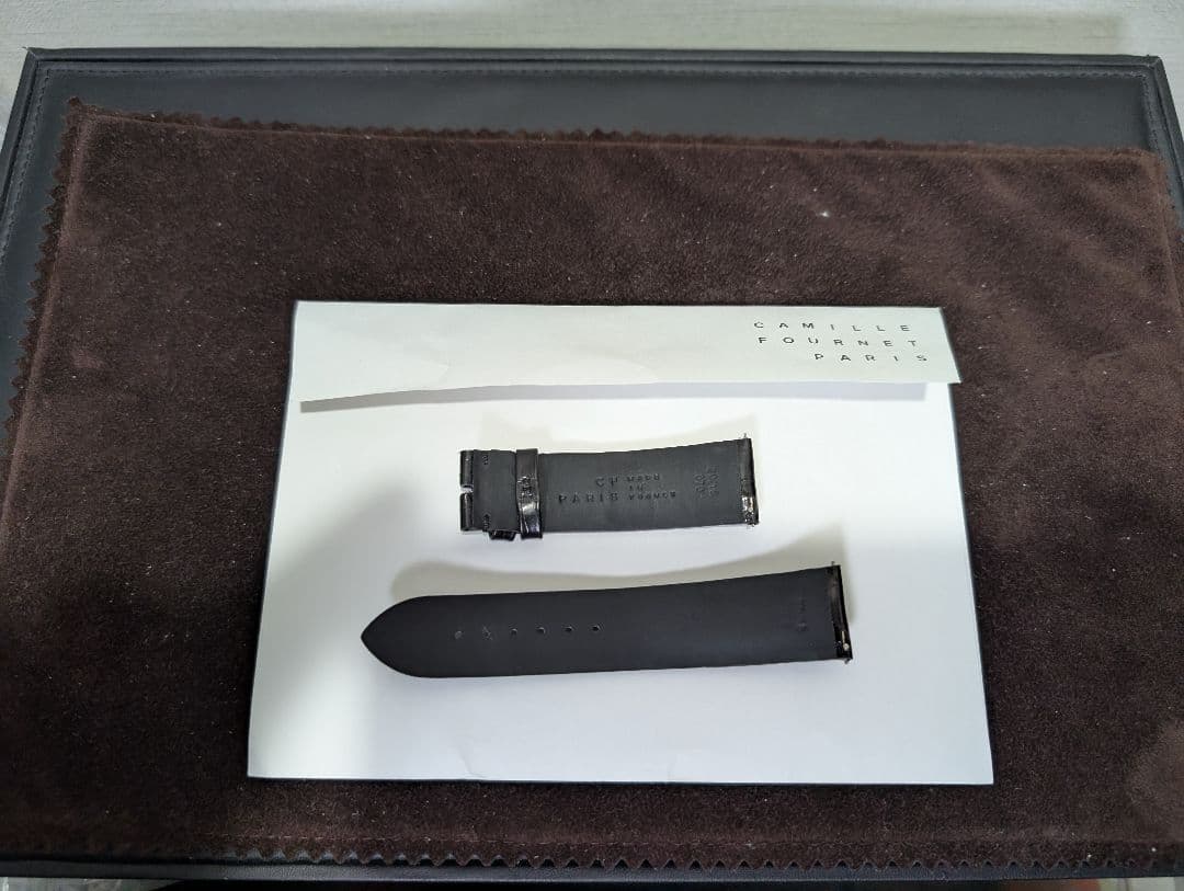 カミーユフォルネ 腕時計用 革ベルト アリゲーター ブラック20/18