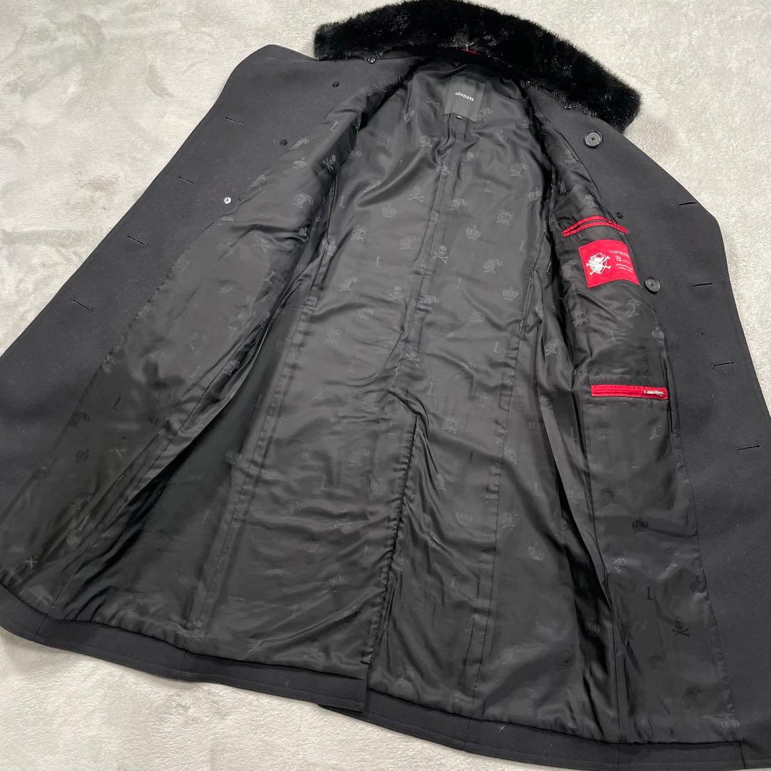 ラブレス　Milior 別注　Pコート　ロングコート　ファー付き　ブラック　S