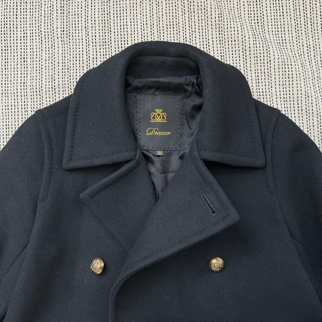 Drawer ドゥロワー/p ピーコート/メルトン/美品/金釦/ウールコート