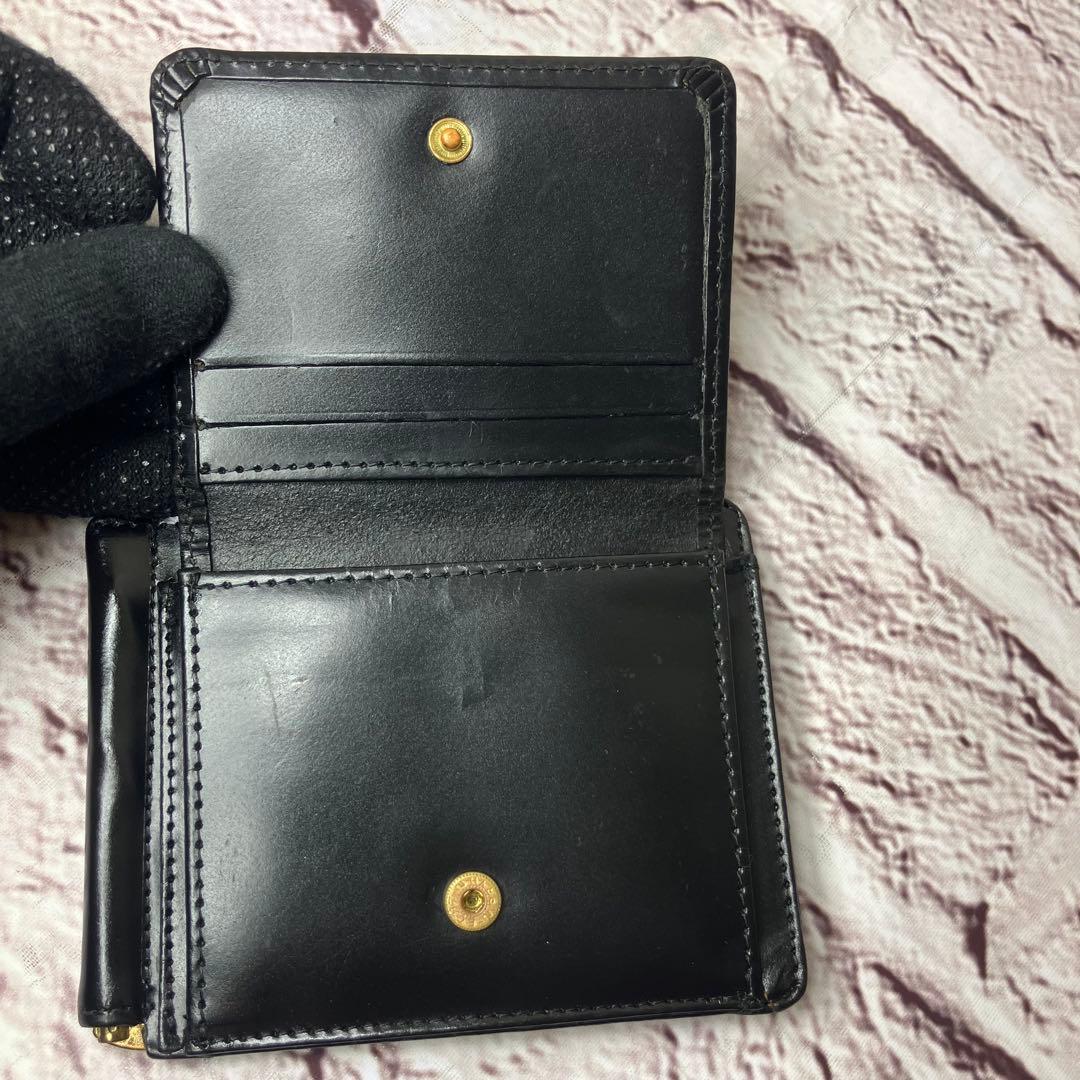 グレンロイヤル マネークリップ 小銭入れ付き 二つ折り財布 レザー ブラック