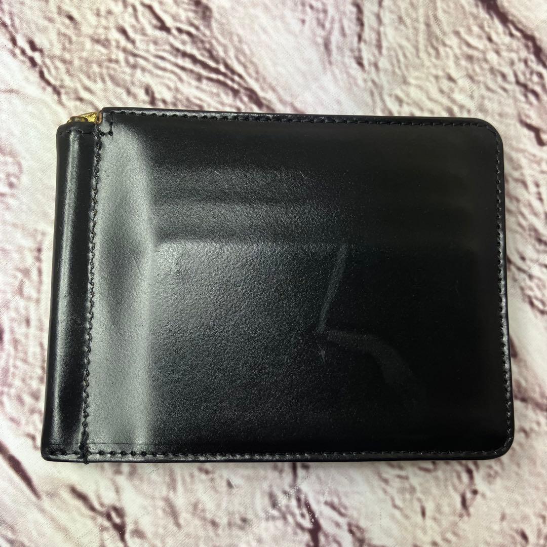 グレンロイヤル マネークリップ 小銭入れ付き 二つ折り財布 レザー ブラック