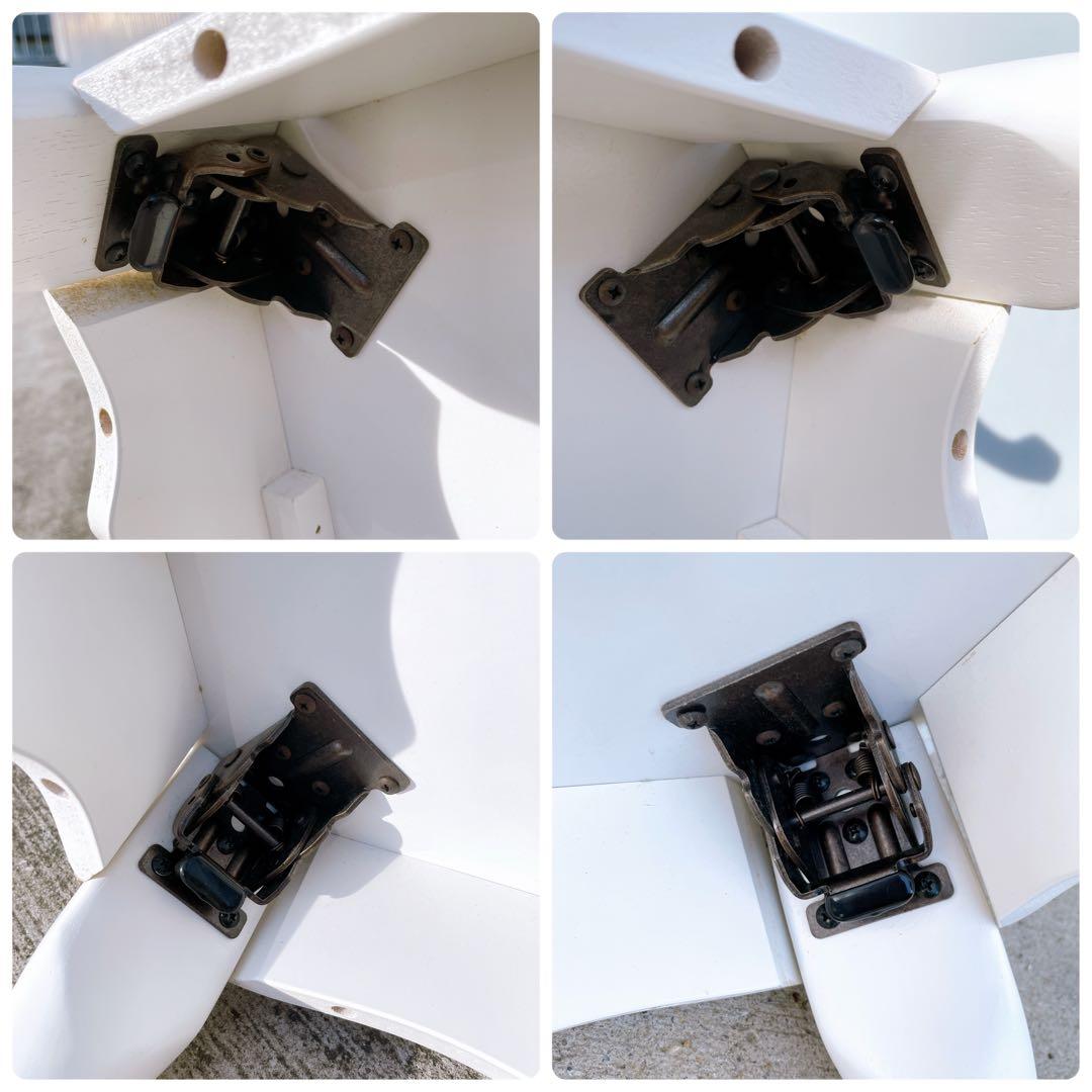 【送料込】アンティーク 猫脚 白センターテーブル ローテーブル 折り畳み式