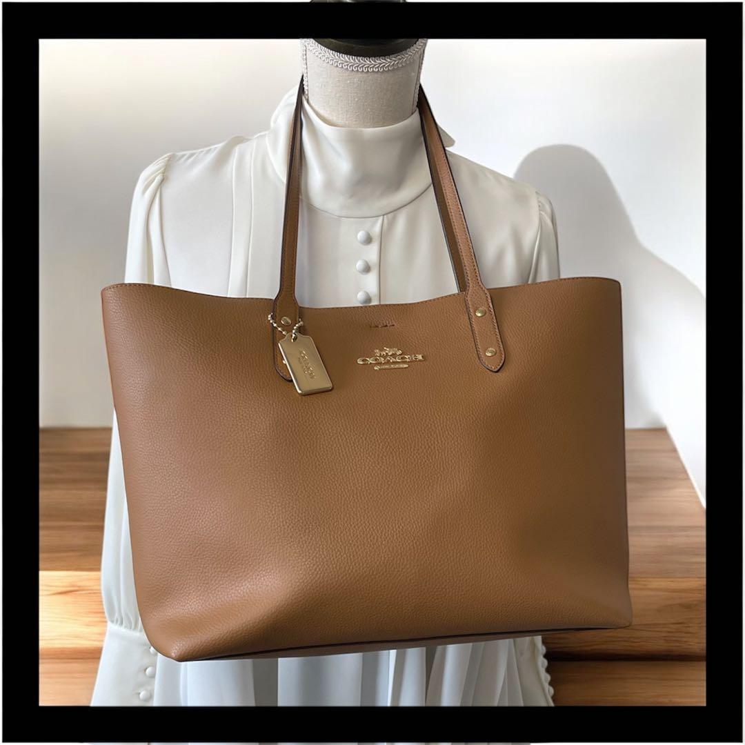 美品♪COACH ブラウン ラージトートバッグ　A4書類サイズ可　通勤バッグ