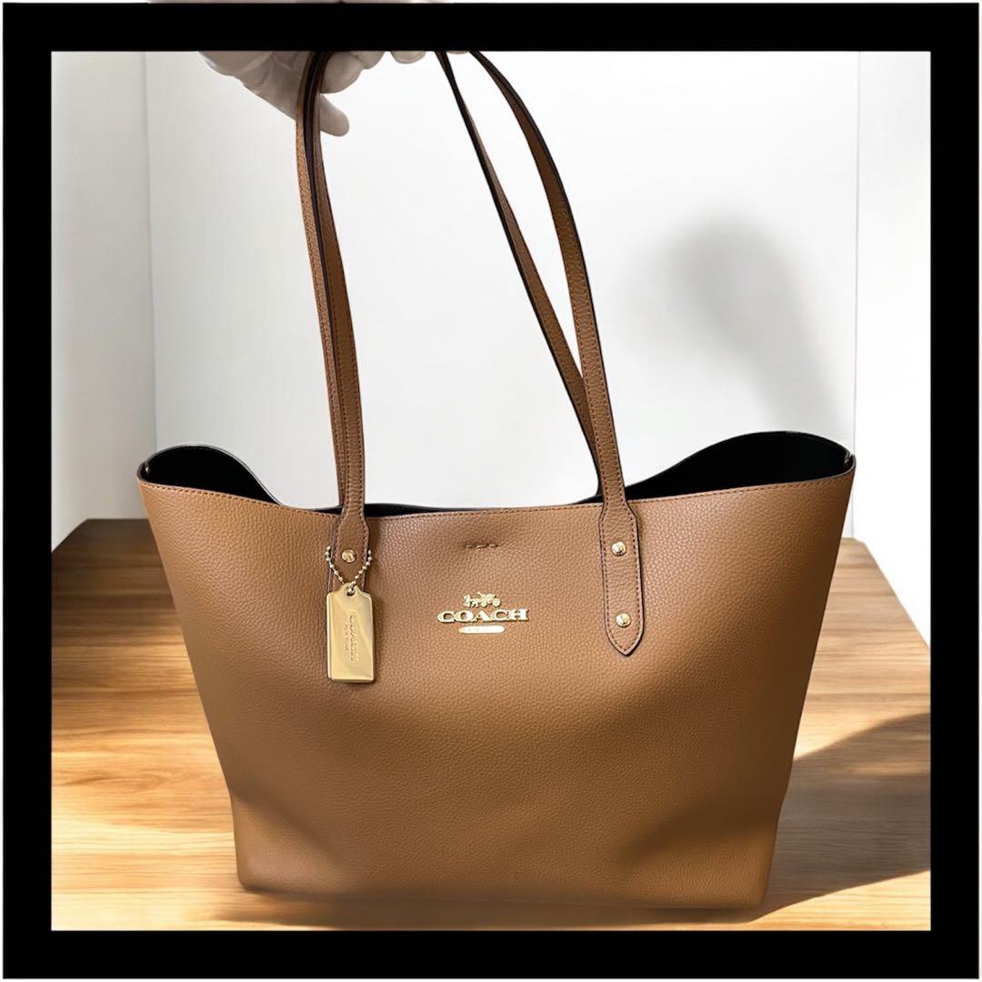 美品♪COACH ブラウン ラージトートバッグ　A4書類サイズ可　通勤バッグ