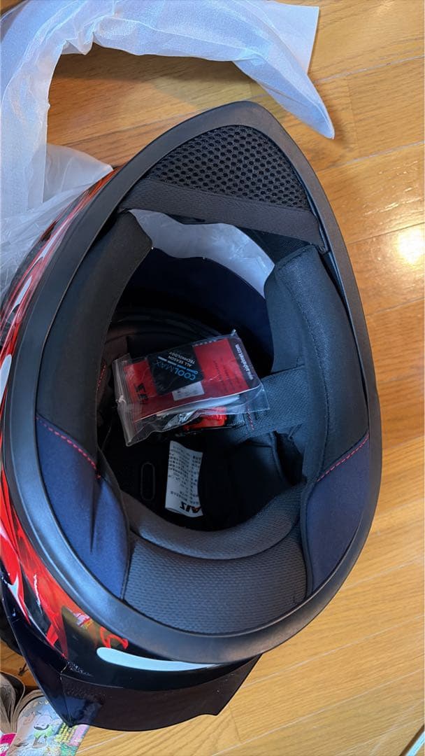 フルフェイスヘルメット 赤黒 フレイムデザイン