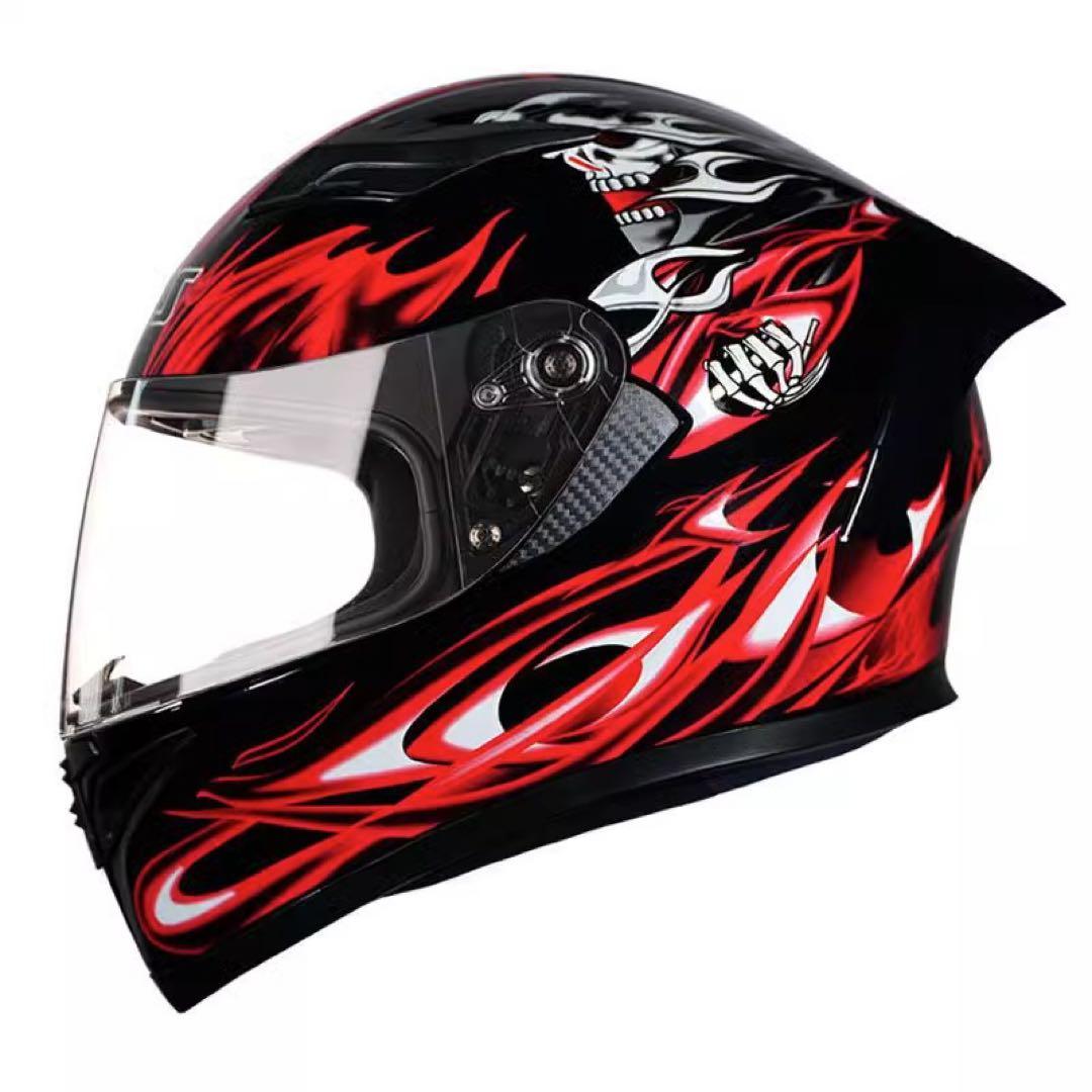 フルフェイスヘルメット 赤黒 フレイムデザイン