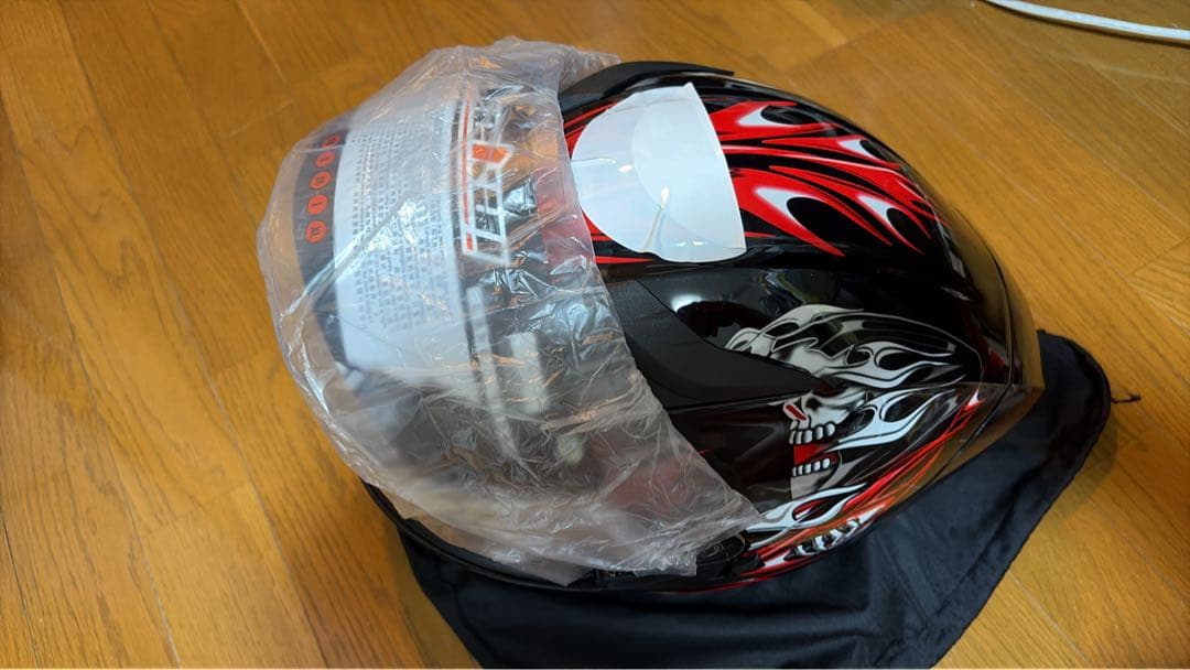 フルフェイスヘルメット 赤黒 フレイムデザイン