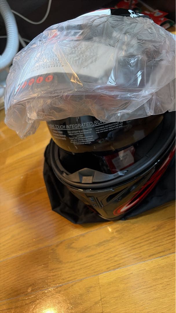 フルフェイスヘルメット 赤黒 フレイムデザイン