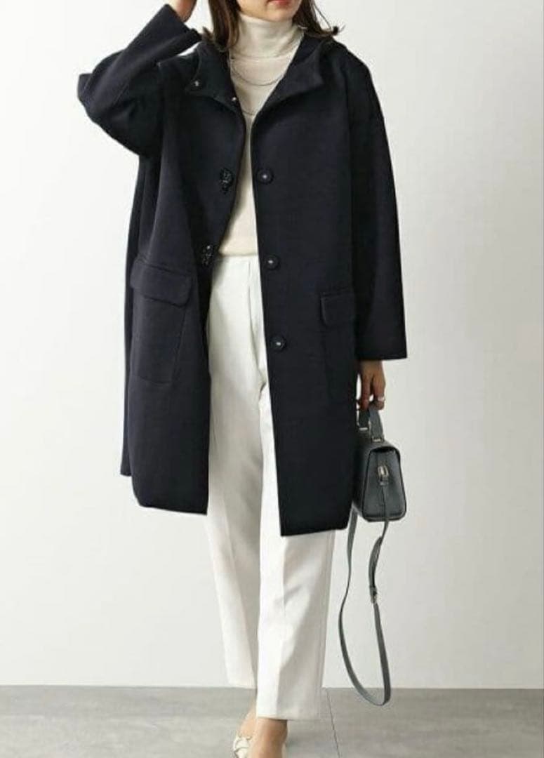 S Max Mara ビジューボタンボンディングフーデッドコート